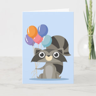 Cartoon Raccoon mit Balloons glücklich Geburtstag Karte