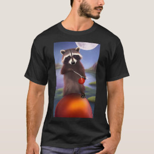Cartoon Raccoon mit Maroon Balloon in einer Lagune T-Shirt