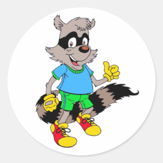 Cartoon Raccoon Runder Aufkleber