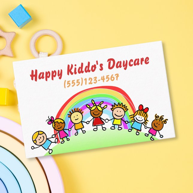 Cartoon Rainbow Daycare Kinderbetreuung Business C Visitenkarte (Von Creator hochgeladen)