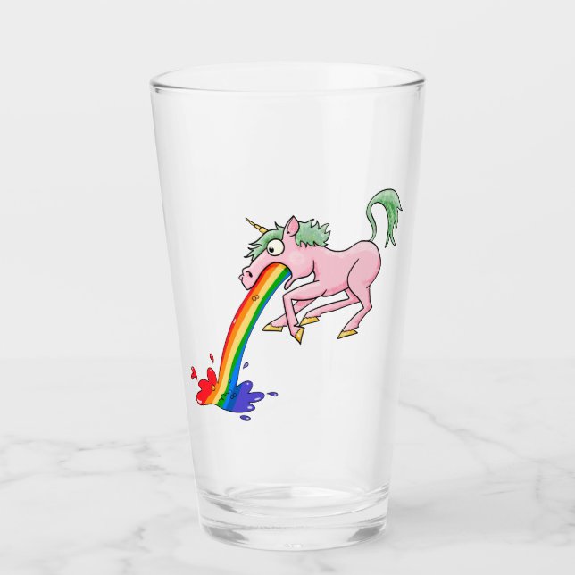 Cartoon Rainbow Unicorn Glas (Vorderseite)