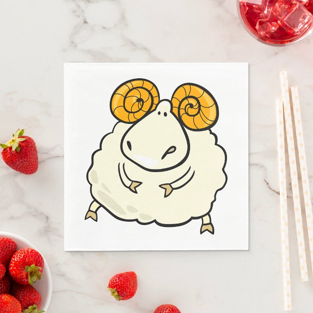 Cartoon Ram Sheep Serviette (Von Creator hochgeladen)
