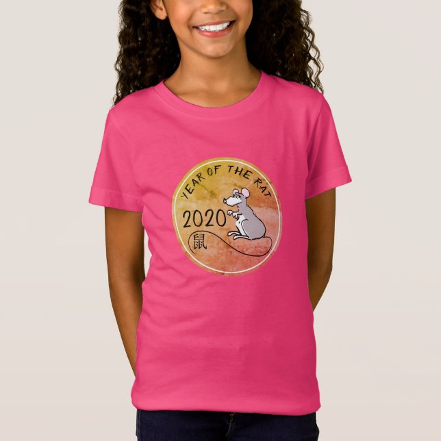 Cartoon Rat Chinesisches Neujahr 2020 Girl-T-Shirt T-Shirt (Vorderseite)