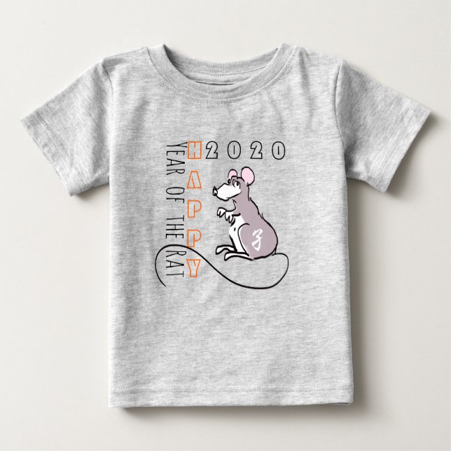 Cartoon Rat Happy Chinesisch Neujahr 2020 Baby T Baby T-shirt (Vorderseite)