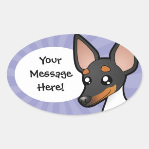 Cartoon Rat Terrier / Toy Fox Terrier Ovaler Aufkleber