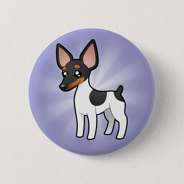 Cartoon-Ratten-Terrier/Spielzeugfox-Terrier Button (Vorderseite)