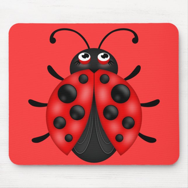 Cartoon Red Black Ladybug Mousemat Mousepad (Vorne)