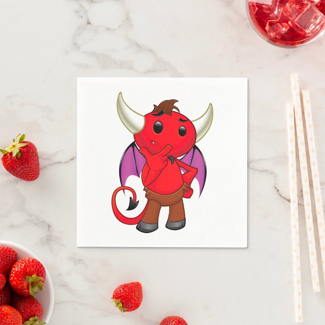 Cartoon Red Devil Paper Napkins Serviette (Von Creator hochgeladen)