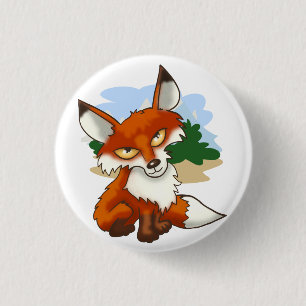 Cartoon Red Fox Button
