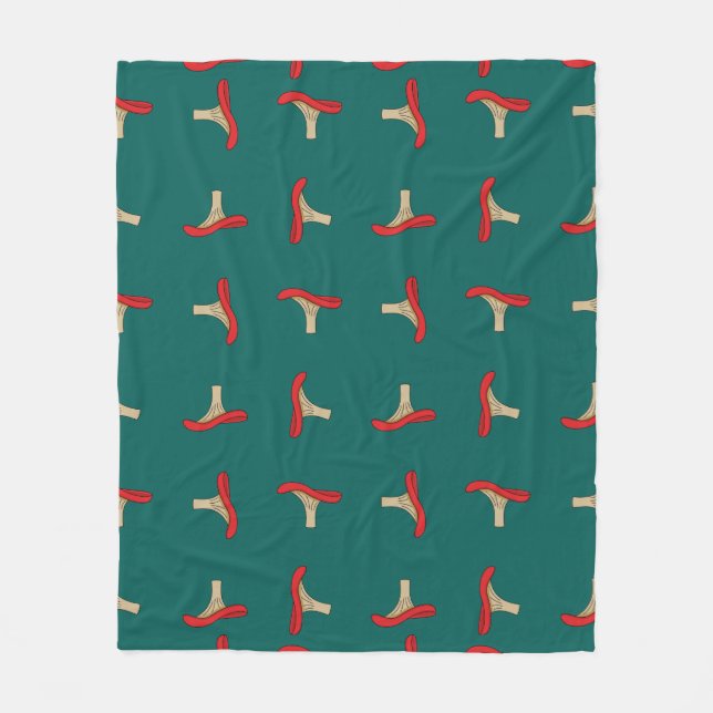 Cartoon Red Mushroom Fleecedecke (Vorderseite)