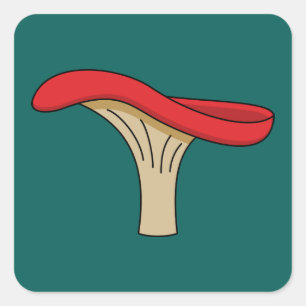 Cartoon Red Mushroom Quadratischer Aufkleber