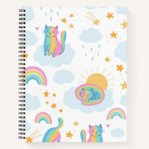 Cartoon Regenbogen Katzen Notizbuch