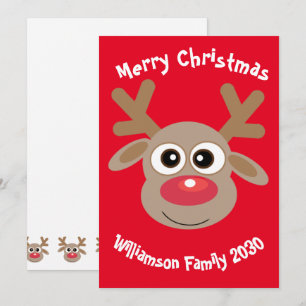 Cartoon Reindeer Christmas Feiertagskarte