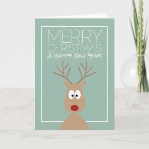 Cartoon Reindeer mit fröhlichem Weihnachtsgrüßen Feiertagskarte