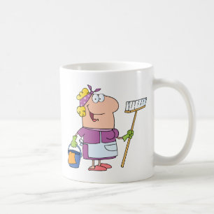 Cartoon-Reinigungs-Dame Tasse