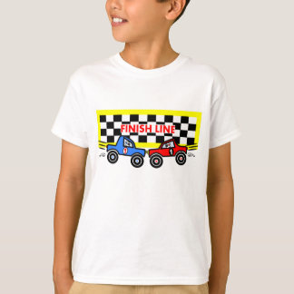Cartoon-Rennen-Autos an der Endlinie T-Shirt