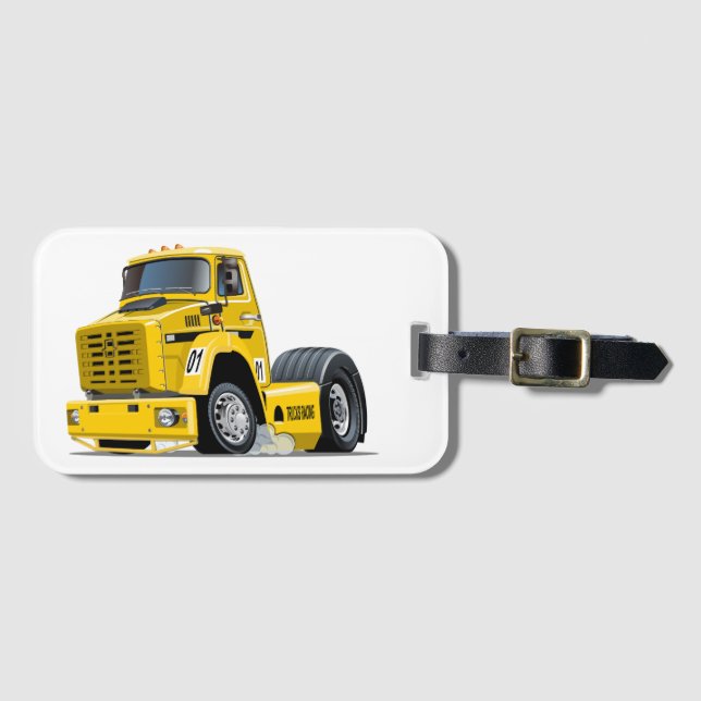 Cartoon-Renntruck Gepäckanhänger (Vorderseite (Horizontal))