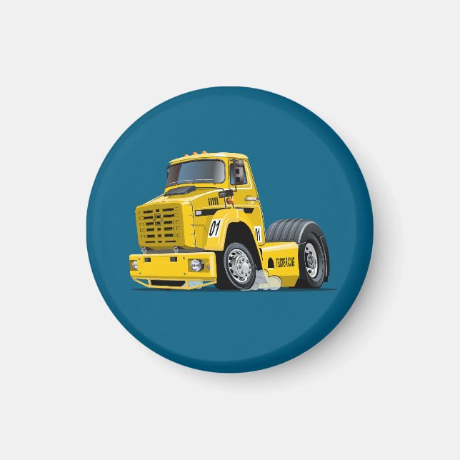 Cartoon-Renntruck Magnet (Vorne)