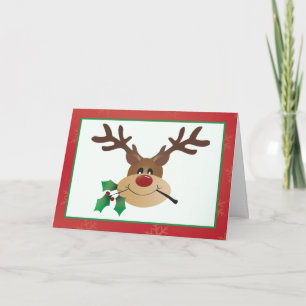 Cartoon Rentier mit Mistletoe Karte