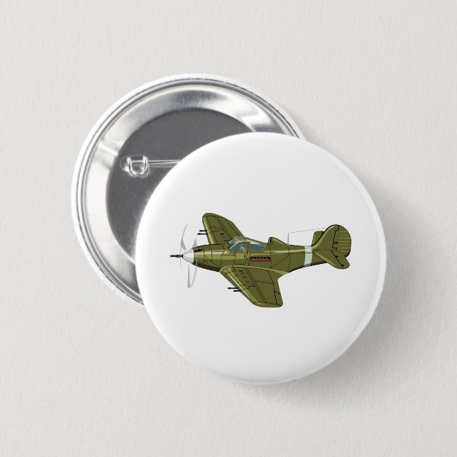 Cartoon-Retro-Flugzeug Button (Vorne & Hinten)