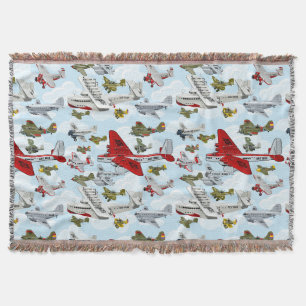 Cartoon Retro-Flugzeuge Muster Stoff-Abdeckung Decke