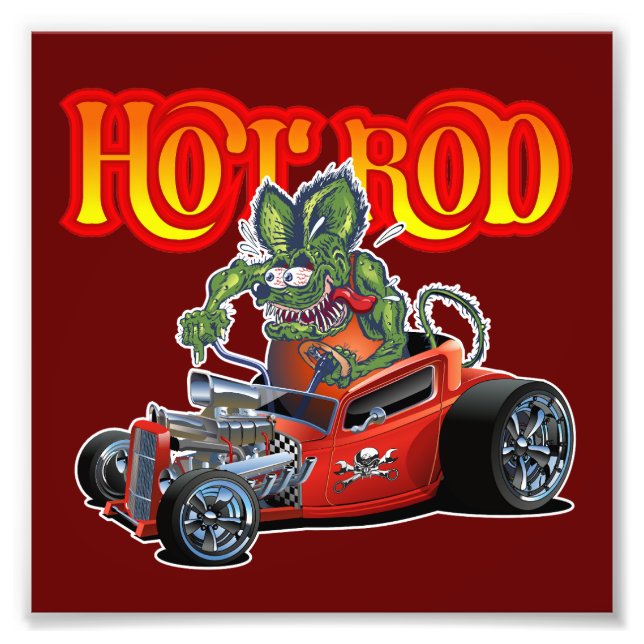 Cartoon Retro-frisierte Auto Fotodruck (Vorne)