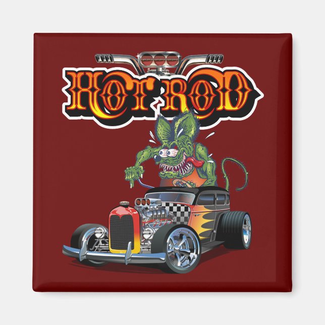 Cartoon Retro-frisierte Auto Magnet (Vorne)