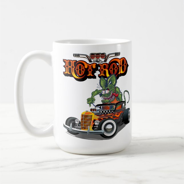 Cartoon Retro-Hot-Rod Kaffeetasse (Links)