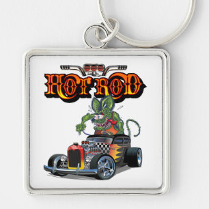 Cartoon-Retro-Hot-Rod Schlüsselanhänger