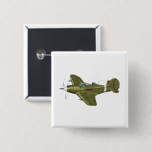 Cartoon-Retro-Kämpfer Flugzeug Button