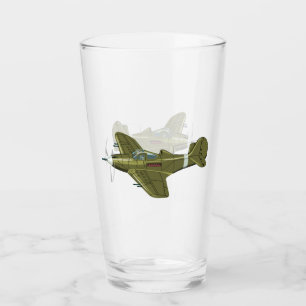 Cartoon-Retro-Kämpfer Flugzeug Glas