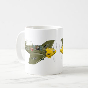 Cartoon-Retro-Kämpfer Flugzeug Kaffeetasse