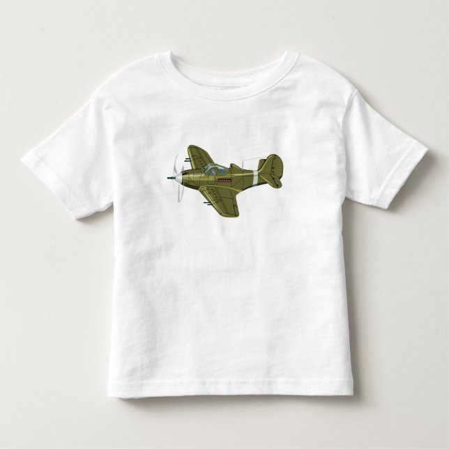 Cartoon-Retro-Kämpfer Flugzeug Kleinkind T-shirt (Vorderseite)