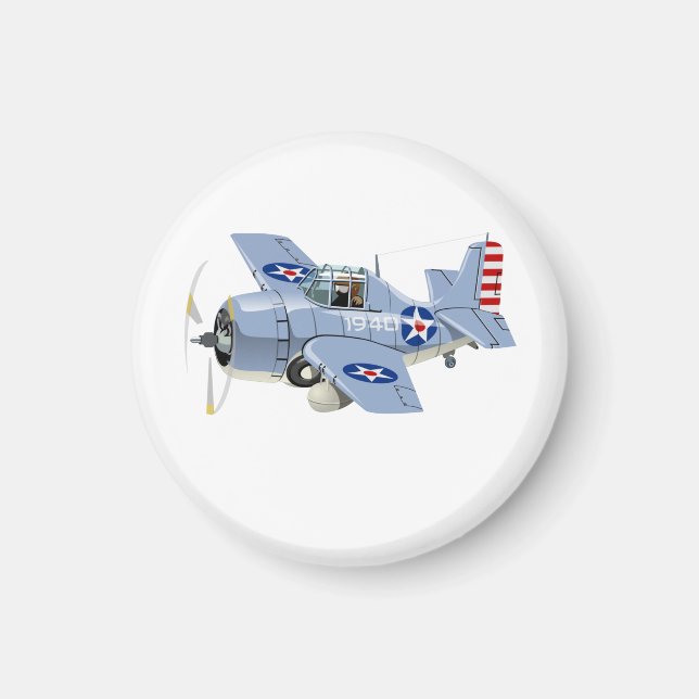 Cartoon-Retro-Kämpfer Flugzeug Magnet (Vorne)