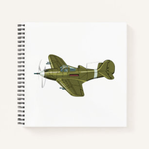 Cartoon-Retro-Kämpfer Flugzeug Notizbuch