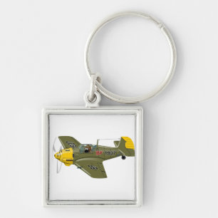 Cartoon-Retro-Kämpfer Flugzeug Schlüsselanhänger
