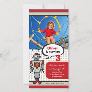 Cartoon Retro Robot Niedlich Kids Junge Geburtstag