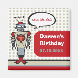 Cartoon Retro Robot Niedlich Kids Junge Geburtstag Magnet