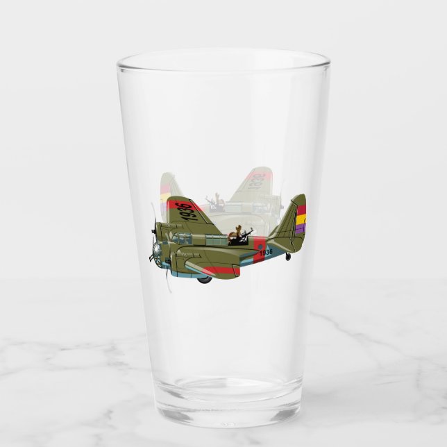 Cartoon-Retrobomber Glas (Vorderseite)