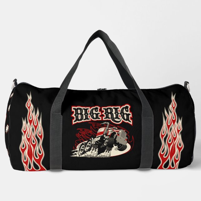Cartoon Retrofahrzeug "Big Rig" Duffle Bag (Vorderseite)
