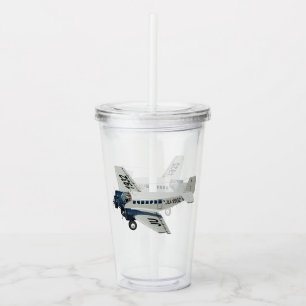 Cartoon-Retroflugzeug Acryltrinkbecher