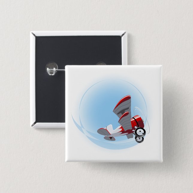 Cartoon-Retroflugzeug Button (Vorne & Hinten)