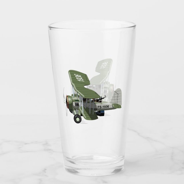 Cartoon-Retroflugzeug Glas (Vorderseite)
