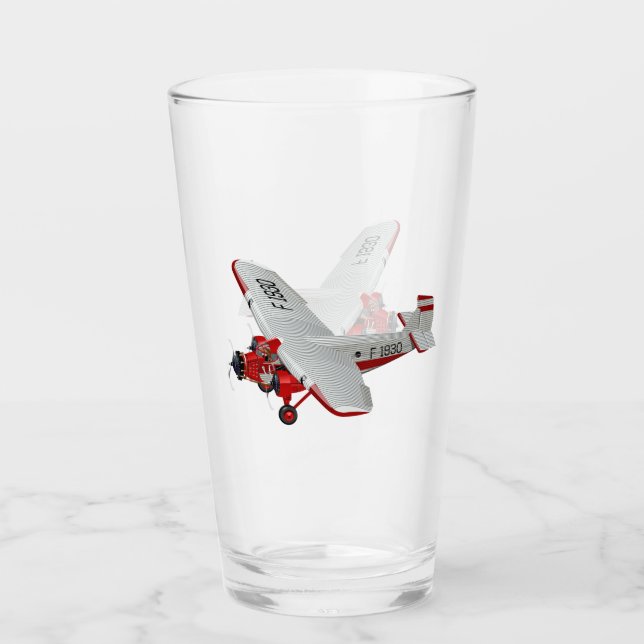 Cartoon-Retroflugzeug Glas (Vorderseite)