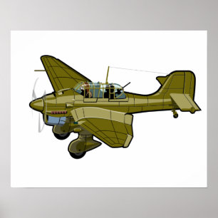 Cartoon-Retroflugzeug Poster