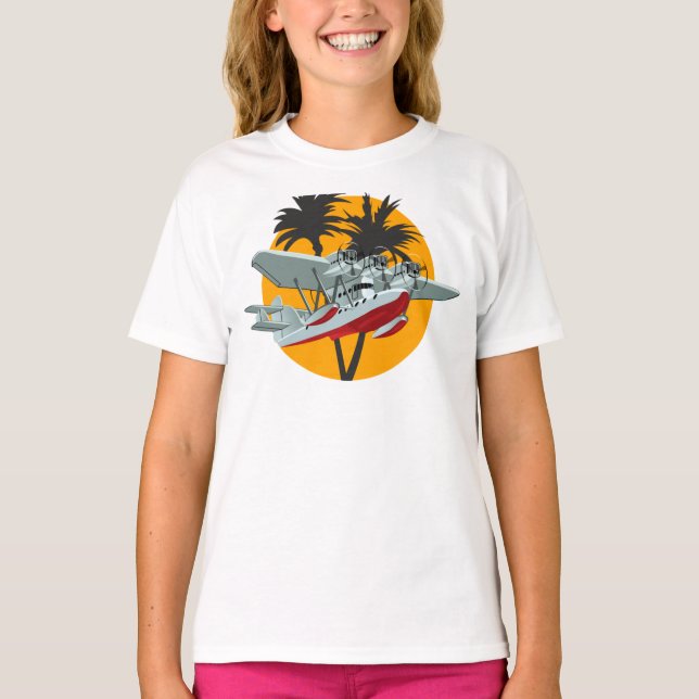 Cartoon-Retroflugzeug T-Shirt (Vorderseite)