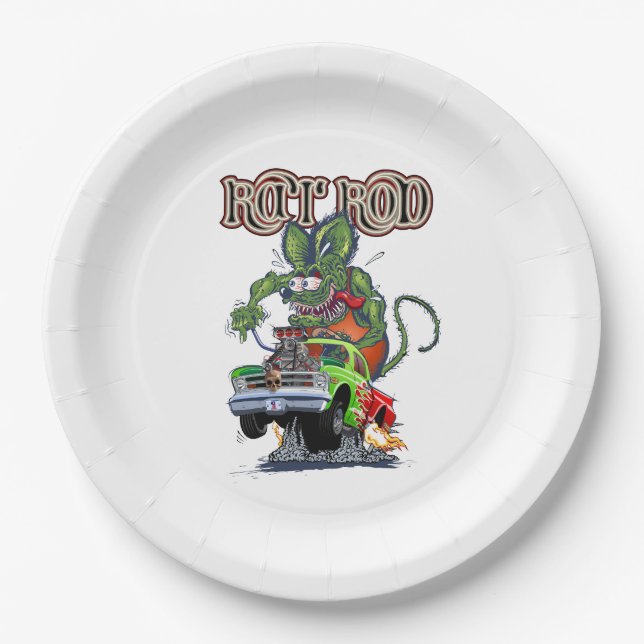 Cartoon Retrorat Pappteller (Vorderseite)