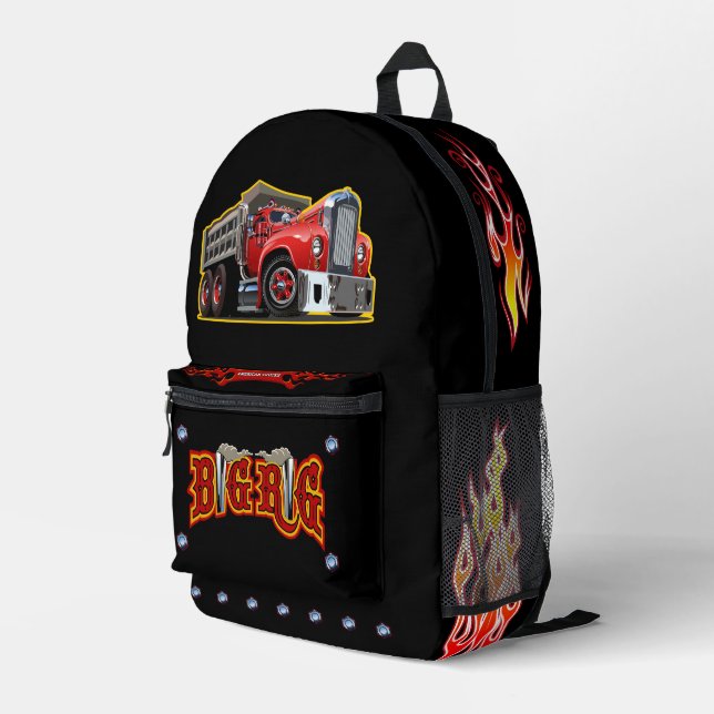 Cartoon-Retrotorschlepper Bedruckter Rucksack (Rückseitige Ecke Rechts)