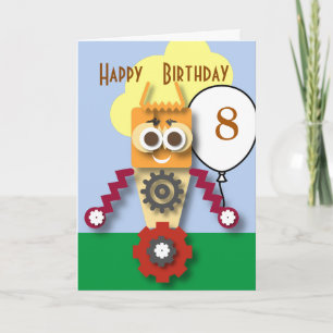 Cartoon Robot Editable Children's Birthday Karte