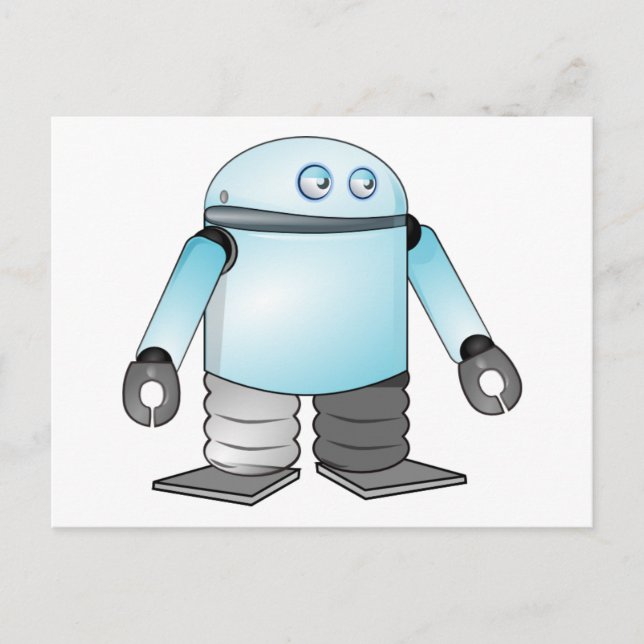 Cartoon Robot Postkarte (Vorderseite)